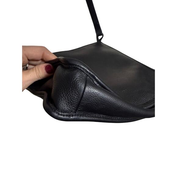 Longchamp Foulonné Medium Leather Crossbody Bag – Black Pebbled Leather Handbag - Picture 6 of 12